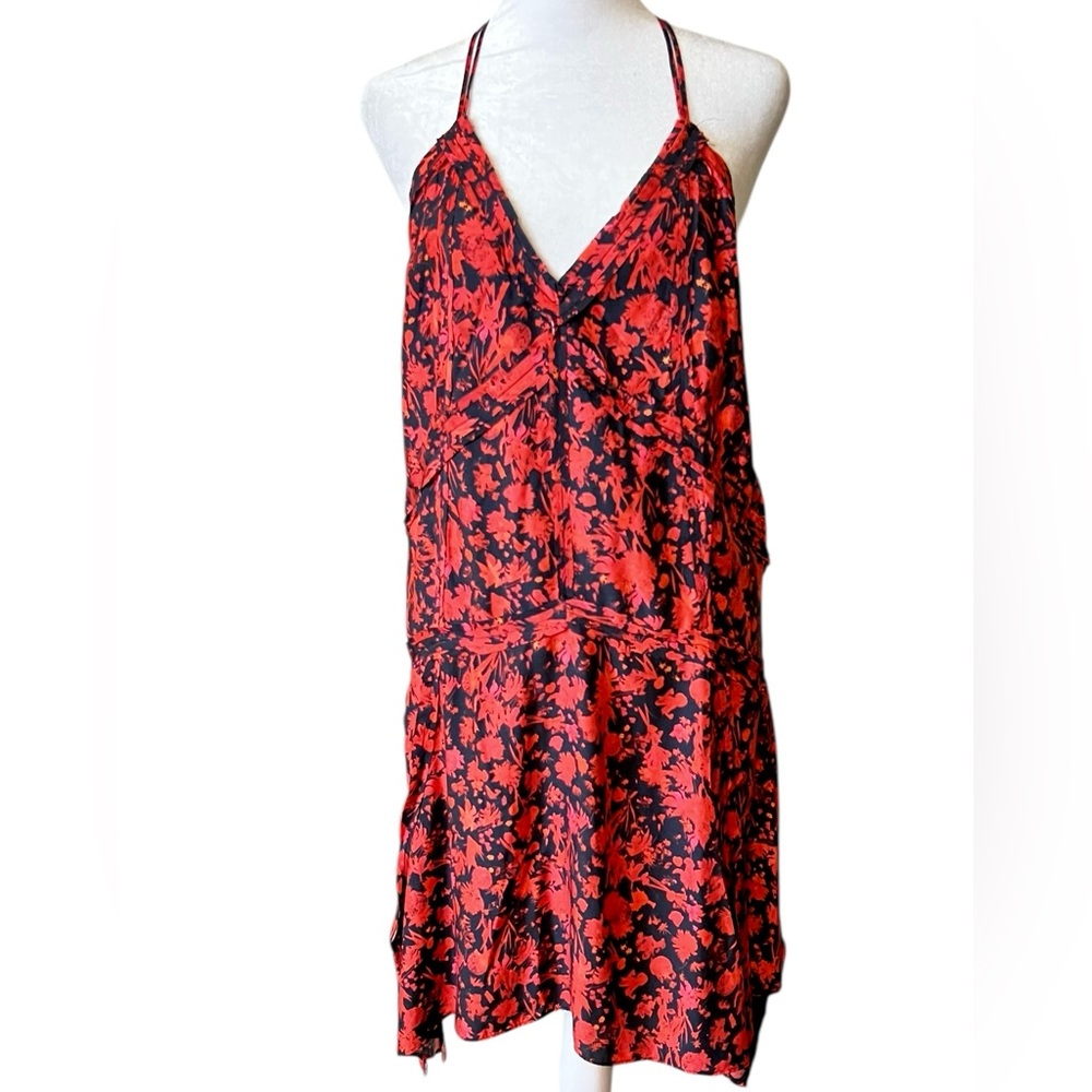 IRO Red and navy Floral spaghetti straps   Dress